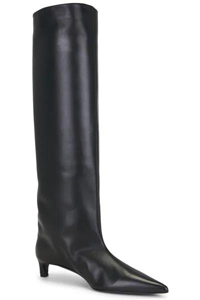 Jil Sander Leather Knee High Boots In Black