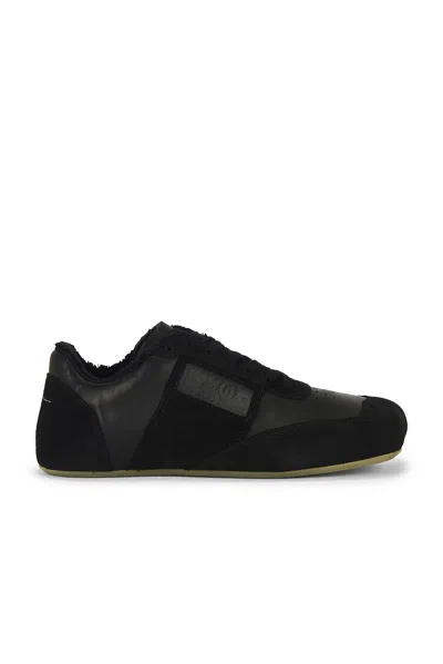 Mm6 Maison Margiela Black Leather And Suede Anatomic Sneakers