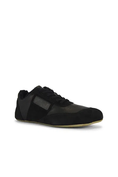 Mm6 Maison Margiela Black Leather And Suede Anatomic Sneakers