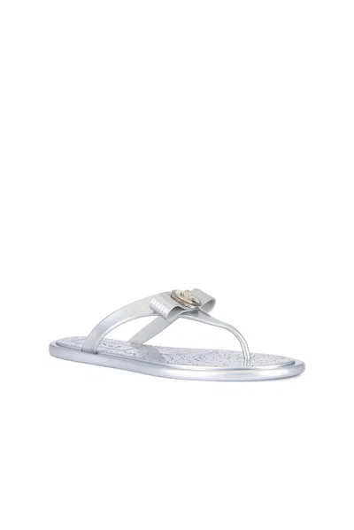 Versace Fabric Slides 1e01p-silver-palladium In Metallic