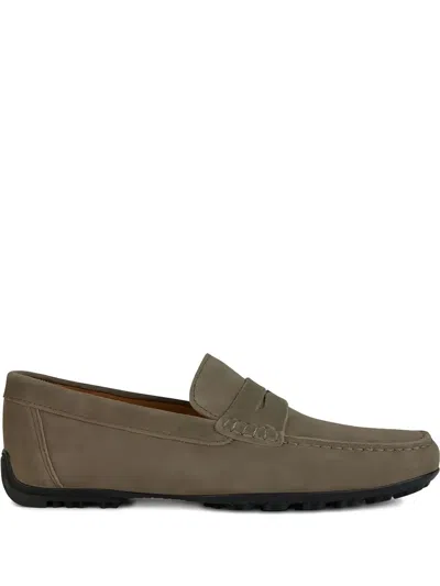 Geox Kosmopolis Penny-slot Suede Loafers In Gray