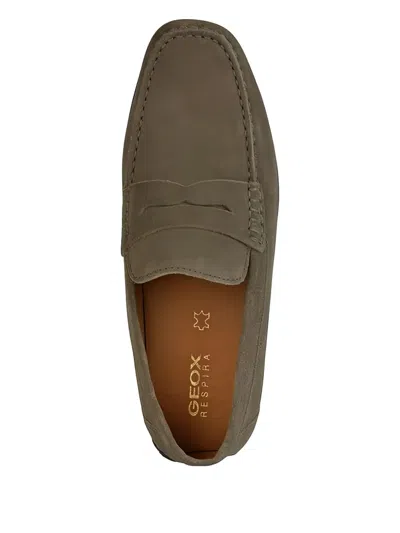 Geox Kosmopolis Penny-slot Suede Loafers In Gray