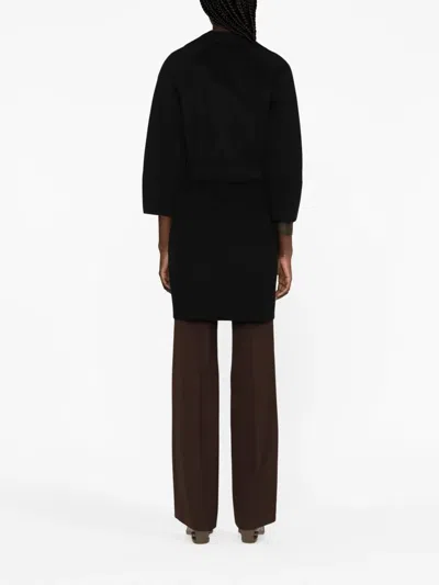 S Max Mara Belted Virgin Wool Coat In Black