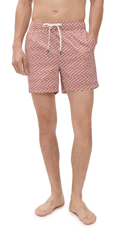 Onia Charles Swim Trunks 5 Block Geo Potters Clay In Brown