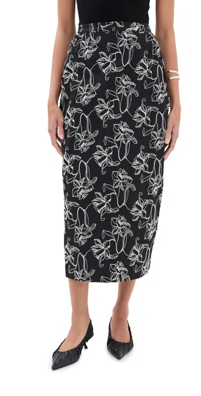 Kika Vargas Toshiko Skirt Black Cotton Embroidery Black