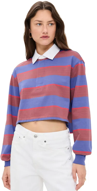 Staud Gavin Stripe Crop Cotton Rugby Shirt
