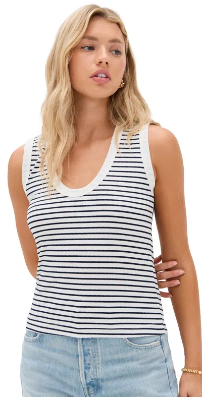 Perfectwhitetee Jordan Stripe Tank Navy Stripe