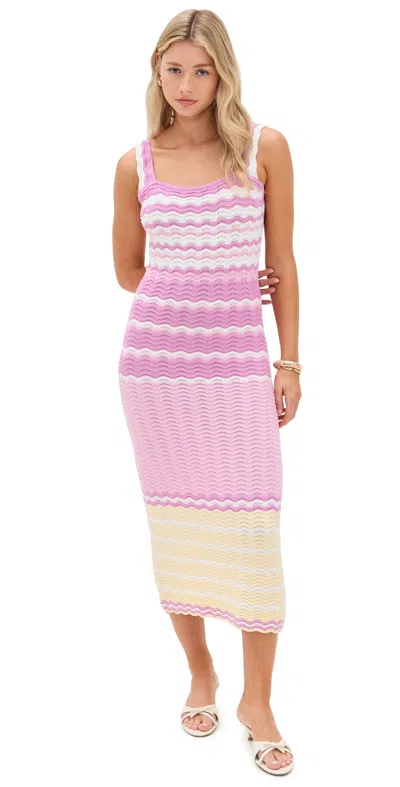 English Factory Stripe Pointelle Sweater Midi Dress