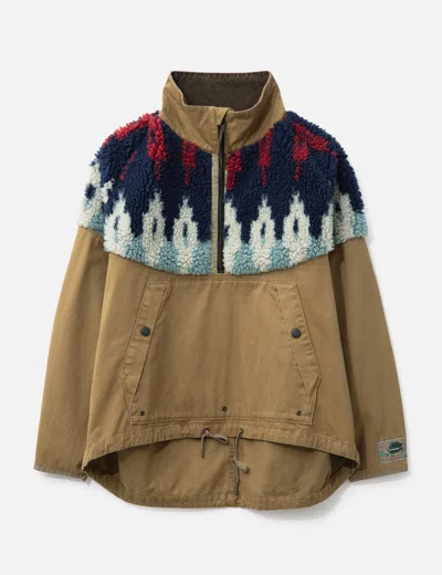 Kapital Boa Fleece Nordic Anorak In Brown