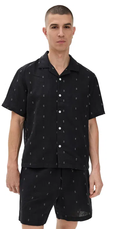 Rag & Bone Avery Embroidered Linen Shirt Blkrm In Black