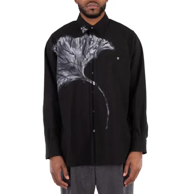 Emporio Armani Nature Print Woven Shirt In Black