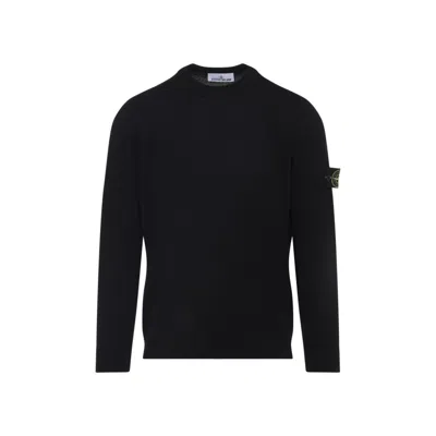 Stone Island Lightweight Wool Crew Neck Pullover In Blue