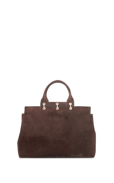 Gabriela Hearst Large Amethyst Bag In Dark Brown Suede