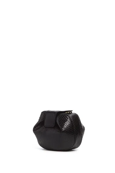 Gabriela Hearst Soft Demi Clutch In Black Snakeskin