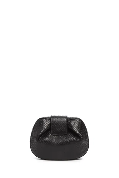 Gabriela Hearst Soft Demi Clutch In Black Snakeskin