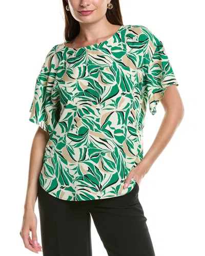 Anne Klein Boat Neck Flutter Sleeve Top In Multi