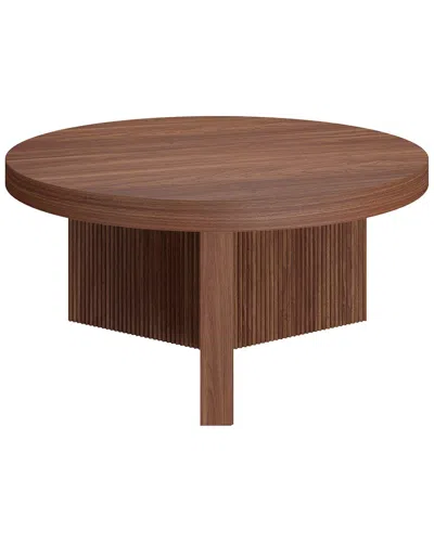 Abraham + Ivy Holm 36 Wide Round Coffee Table In Satin Walnut