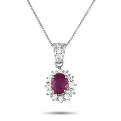 Lb Exclusive Platinum 0.50ct Diamond And Ruby Pendant Necklace Mf07-061625