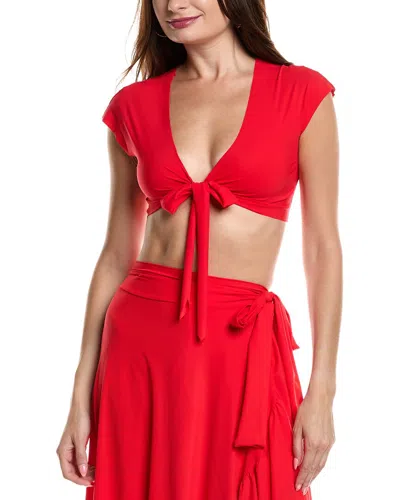 Commando Classic Wrap Cover-up Crop Top In Red