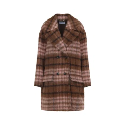 Moschino Double-breasted Plaid Coat With Warm Acrylic Blend In Multi