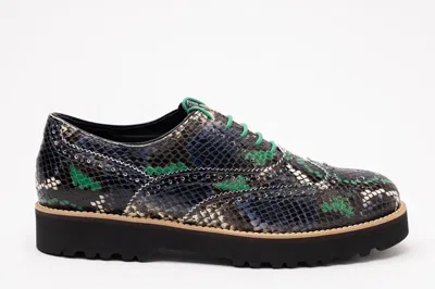 Hogan Snakeskin Platform Brogue Boots In Black