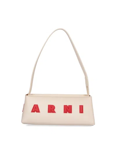 Marni Borsa A Spalla Museo Baguette In Pelle Crema