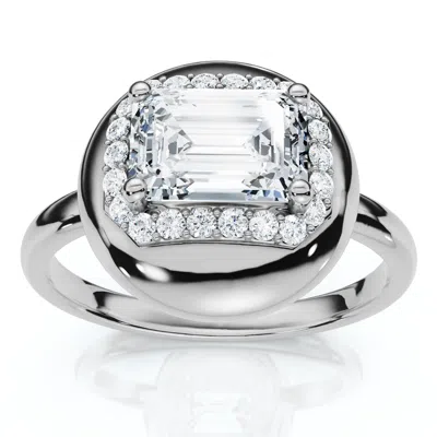 Pompeii3 1 1/10ct Emerald Diamond Button Ring 14k Gold Or Platinum Lab Grown Ef/vs