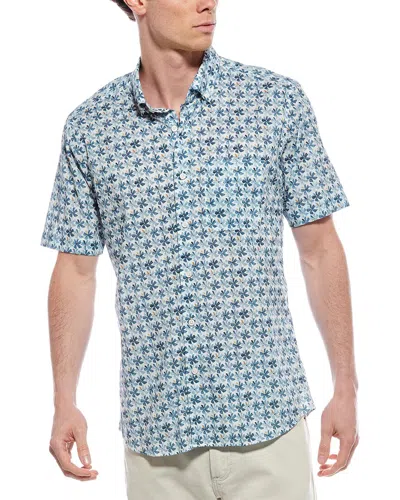 Scott Barber Voile Flower Print Shirt In Blue