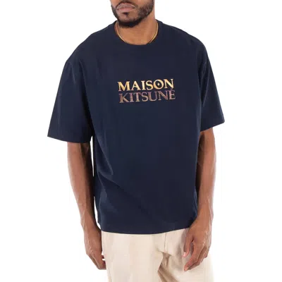 Maison Kitsuné Maison Kitsune Gradient Logo Oversized T-shirt In Blue