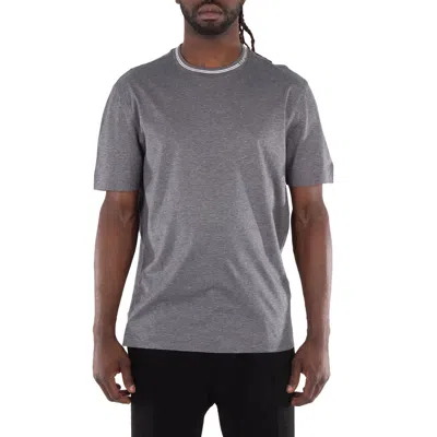 Emporio Armani Logo Collar Asv Lyocell-blend T-shirt In Gray