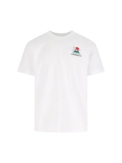 Casablanca White T-shirt With Crewneck And Logo On The Front And Maxi Logo On The Back In Cotton Man In White