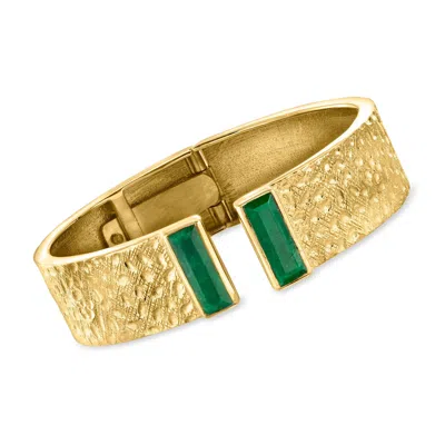 Ross-simons Emerald Cuff Bracelet In 18kt Gold Over Sterling