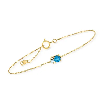 Rs Pure By Ross-simons London Blue Topaz Bracelet With Swiss Blue Topaz And Diamond Accents In 14kt Yellow G