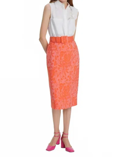 Exquise Patterned Pencil Skirt In Orange