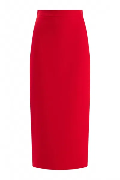 Exquise Women's Pencil Midi Skirt In Red