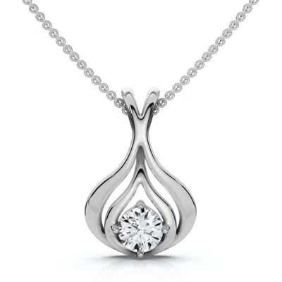 Pompeii3 1/5ct Solitaire Lotus Diamond Pendant 14k Gold 18" Necklace Lab Grown