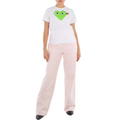 Cdg Play Double Heart Logo Short-sleve T-shirt In Neutral
