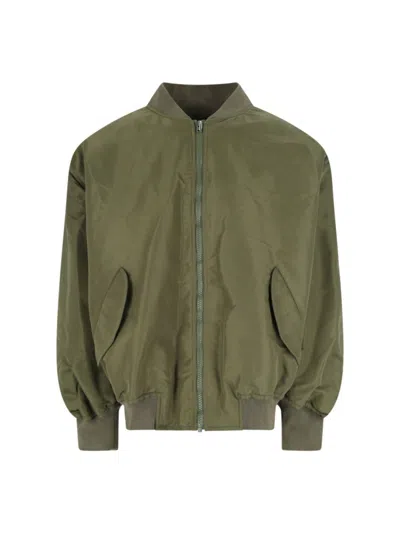 Hed Mayner Green Nylon Zip Jacket With Ribbed Details In Green