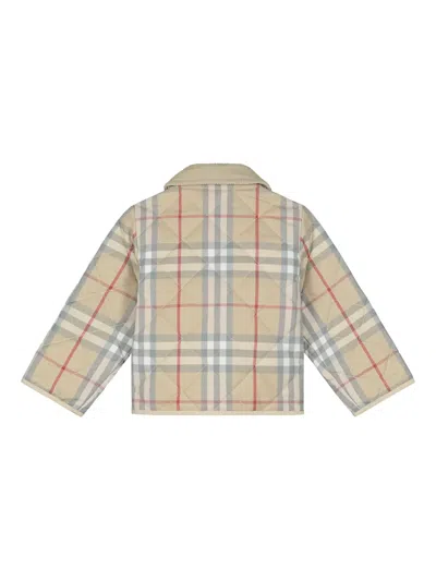 Burberry Checked Quilted Jacket In Brown