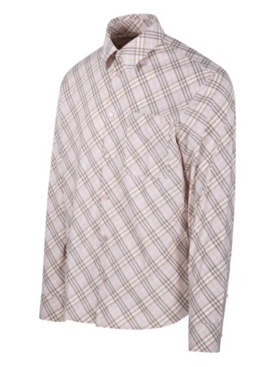 Burberry Plaid Pattern Button-down Collar Shirt With Front Pocket In Pink