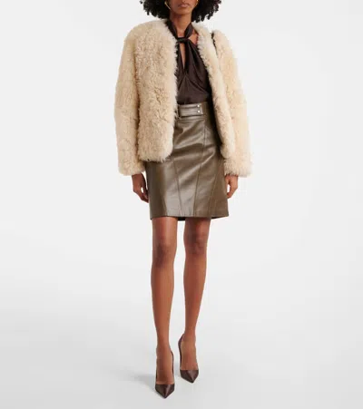 Tom Ford Curly Sheep Shearling Collarless Jacket