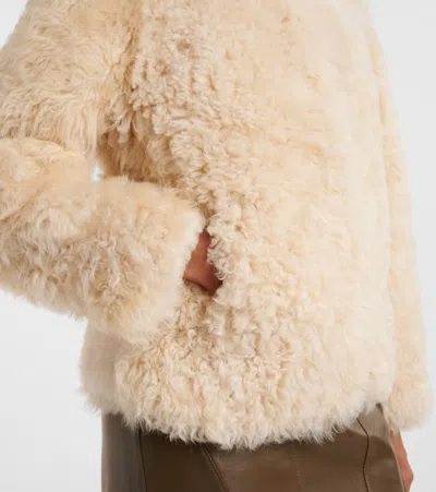 Tom Ford Curly Sheep Shearling Collarless Jacket