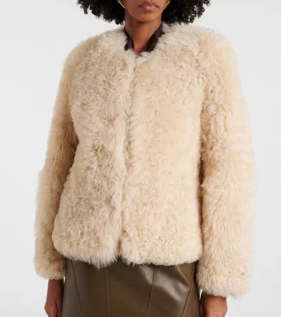 Tom Ford Curly Sheep Shearling Collarless Jacket