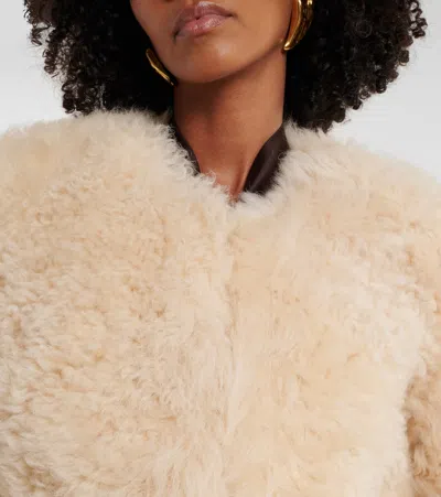 Tom Ford Curly Sheep Shearling Collarless Jacket