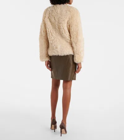 Tom Ford Curly Sheep Shearling Collarless Jacket