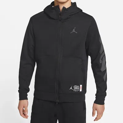 Air Jordan Men's  X Zion Naruto Crossover Solid Color Alphabet Pattern Zipper Hooded Jacket Black