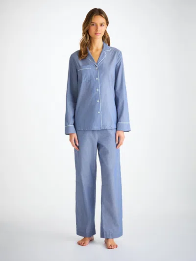 Derek Rose Women's Pyjamas Amalfi Cotton Batiste Denim