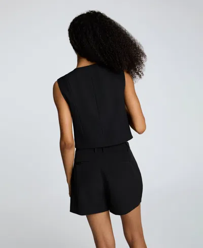 Kenneth Cole Luxe Twill Three Button Vest In Black