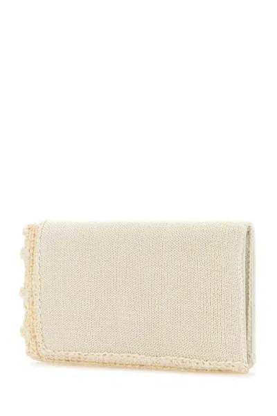 Jw Anderson Crochet Detail Rectangular Shape Clutch Bag In White