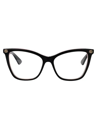 Gucci Gg1817o Linea Emblem Eyeglasses In Black-black-transparent